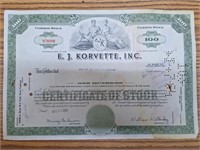 Ej korvette stock certificate