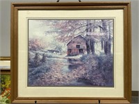 Vintage ‘Rustic Red Barn’ Framed Lithograph