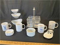 mugs, condiment dishes