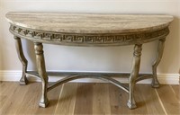 Half round console table with marble top