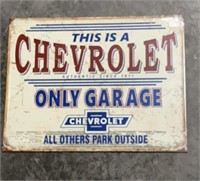 Chevrolet Only Garage Metal Sign