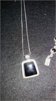 925 SILVER ONYX EARRINGS, CHAIN, AND BRACLET