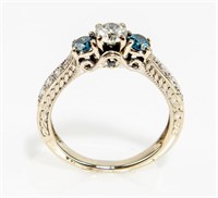Jewelry 14kt White Gold Blue Diamond Ring