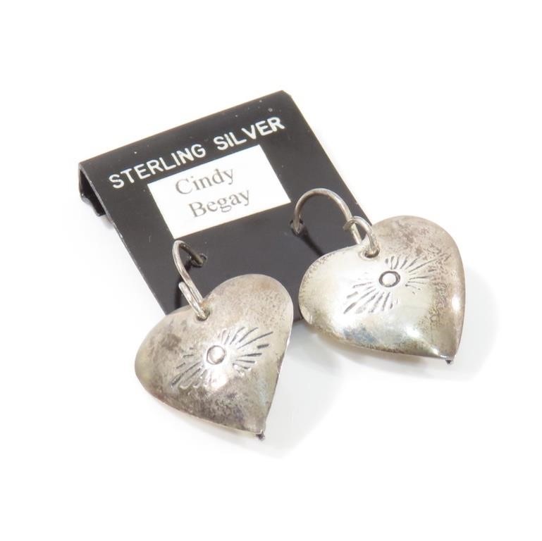 NAVAJO CINDY BEGAY STERLING SILVER EARRINGS