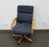Blue Office Chair w/ Oak Arms