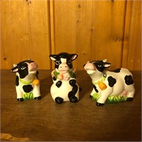 3 Cow Salt & Pepper Shakers