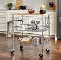 Gatefield Chrome Rolling Kitchen Cart with