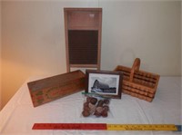 Group of 5-Washboard,  Amerian cheese box