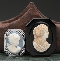 Vintage Cameo Brooches Whiting Davis + (2)