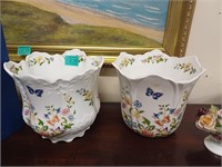 Pair of Aynsley Jardineres and a Handpainted