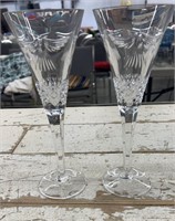 2 Waterford Champagne Flutes. Small Chip on Rim.