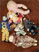 Clown dolls and stuffed animals