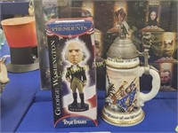 ONE GEORGE WASHINGTON BOBBLE HEAD, AND ONE STEIN