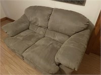 Upholstered over stuff loveseat, some wear on the