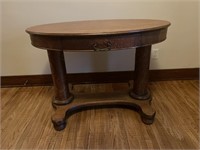 Oval Two pedestal parlor table 40 inches wide 26