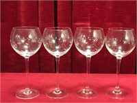4 Cut Crystal Long Stem Wine Glasses