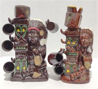 Ceramic Chief/Totem Decanter & Cups, 9" *Bidding