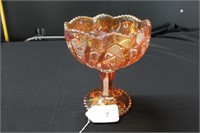 7" Imperial Marigold Carnival Glass Pedestal Bowl