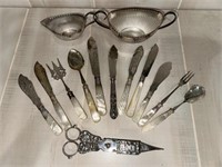 Silver Plate Utensils Mother-of-Pearl Handle; more