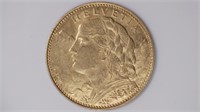 1922 Swiss Gold 10 Francs