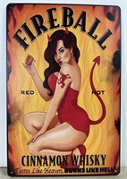 Fireball Red Hot Cinnamon Whisky Metal Sign