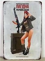 Interesting Russian Woman  w/Military Rifle Metal
