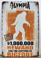 Funny Olympia Beer Reward for Bigfoot Metal Sign
