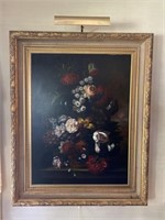 Large Fancy Gold Framed Signed Floral Oil Painting