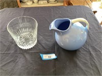 Blue ‘Hall’ brand pitcher & an ice bucket