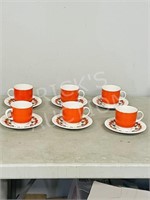 6 Royal Doulton cups & saucers - Kaleidoscope