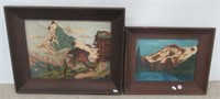 (2) Framed paintings on canvas. Smallest