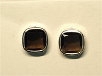 $190 Sterling Silver Smokey Quartz Earrings ~4.6g