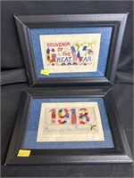 Two Framed WWI Era Needlepoints