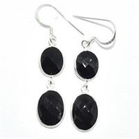 Silver Black Onyx(7.2ct) Earrings