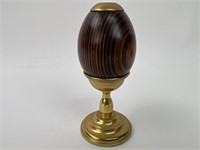 Van Cort Wood & Brass Kaleidoscope Egg w Stand