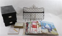 Magazines, Mesh Wall Hanger & Storage Lidded Boxes