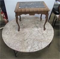 Marble Top Coffee Table (42" Diameter) and End