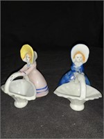 2 VINTAGE 3.5 “ GIRLS W/ BASKETS