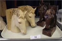 2 SETS OF HORSE HEAD BOOKENDS