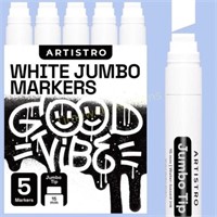 ARTISTRO 5 White Jumbo Markers with 15mm Tip