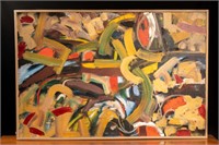 Large Vintage Abstract Painting by Val Welman