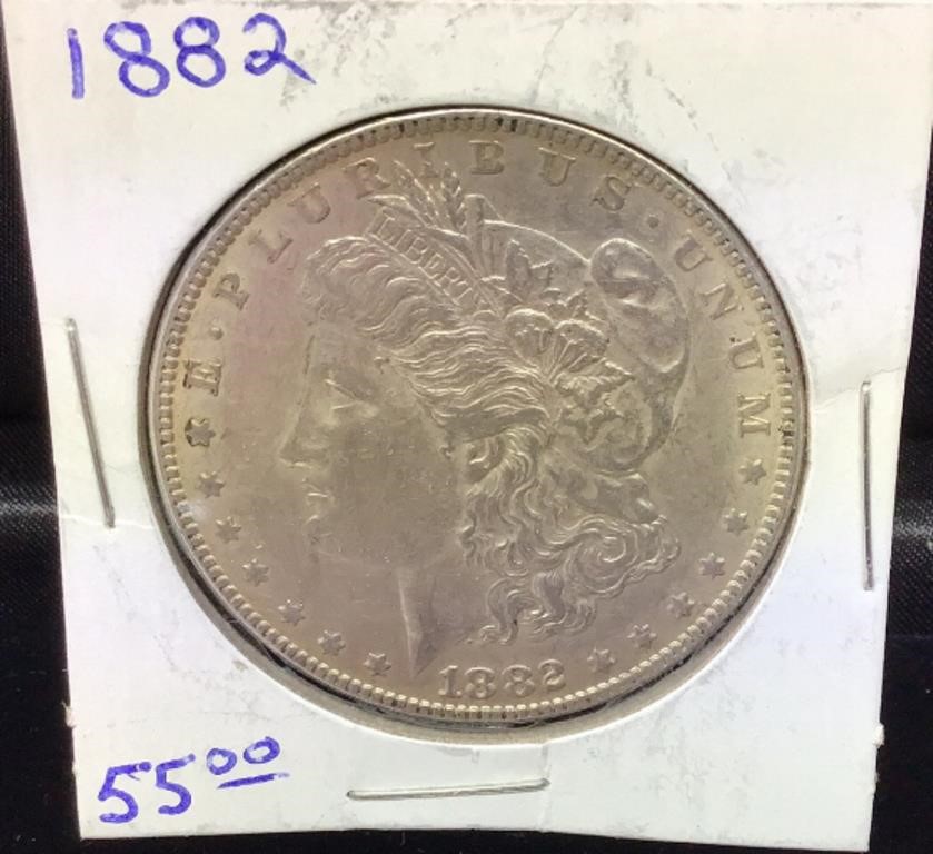 OF) 1882 MORGAN SILVER DOLLAR, BEAUTIFUL COIN,