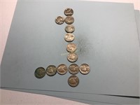 13 Jefferson nickels, all 1950’s