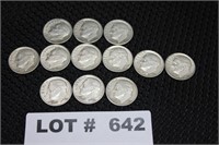 12-Silver Roosevelt Dimes