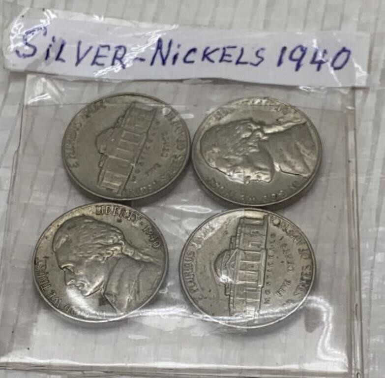 USA silver nickels 1940