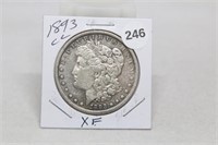 1893 CC XF Morgan Silver Dollar
