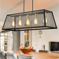 Industrial Farmhouse Light  Black Gold Chandelier