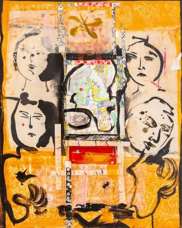 Eva Bouzard-Hui "Faces" Collage on Canvas