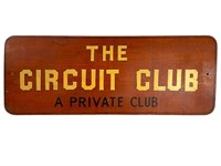 Vintage Wood CIRCUIT CLUB Sign