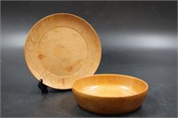 ERNEST V BELL BIRDS EYE MAPLE BOWL & PLATE